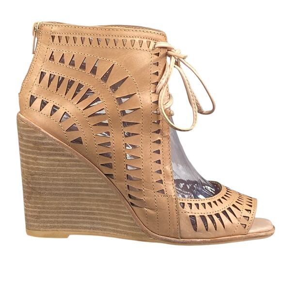 Jeffrey Campbell Shoes - Jeffrey Campbell Women’s Rodillo Tan Leather Wedge Sandal Size US 9.5